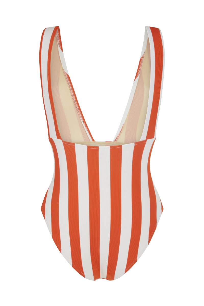 anja maillot de bain une pièce le plongeant rayé orange derrière