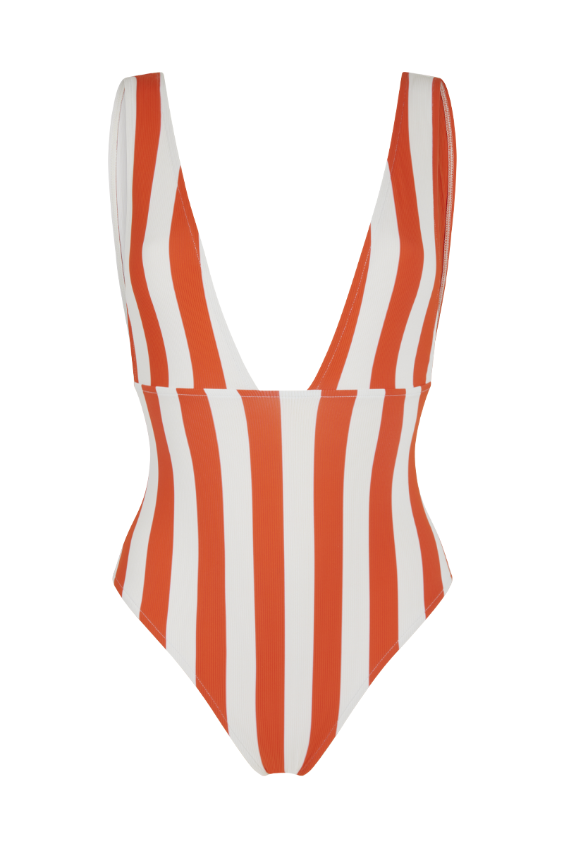 anja maillot de bain une pièce le plongeant rayé orange devant