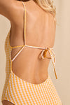 anja maillot de bain une pièce le sophistiqué vichy jaune close up dos