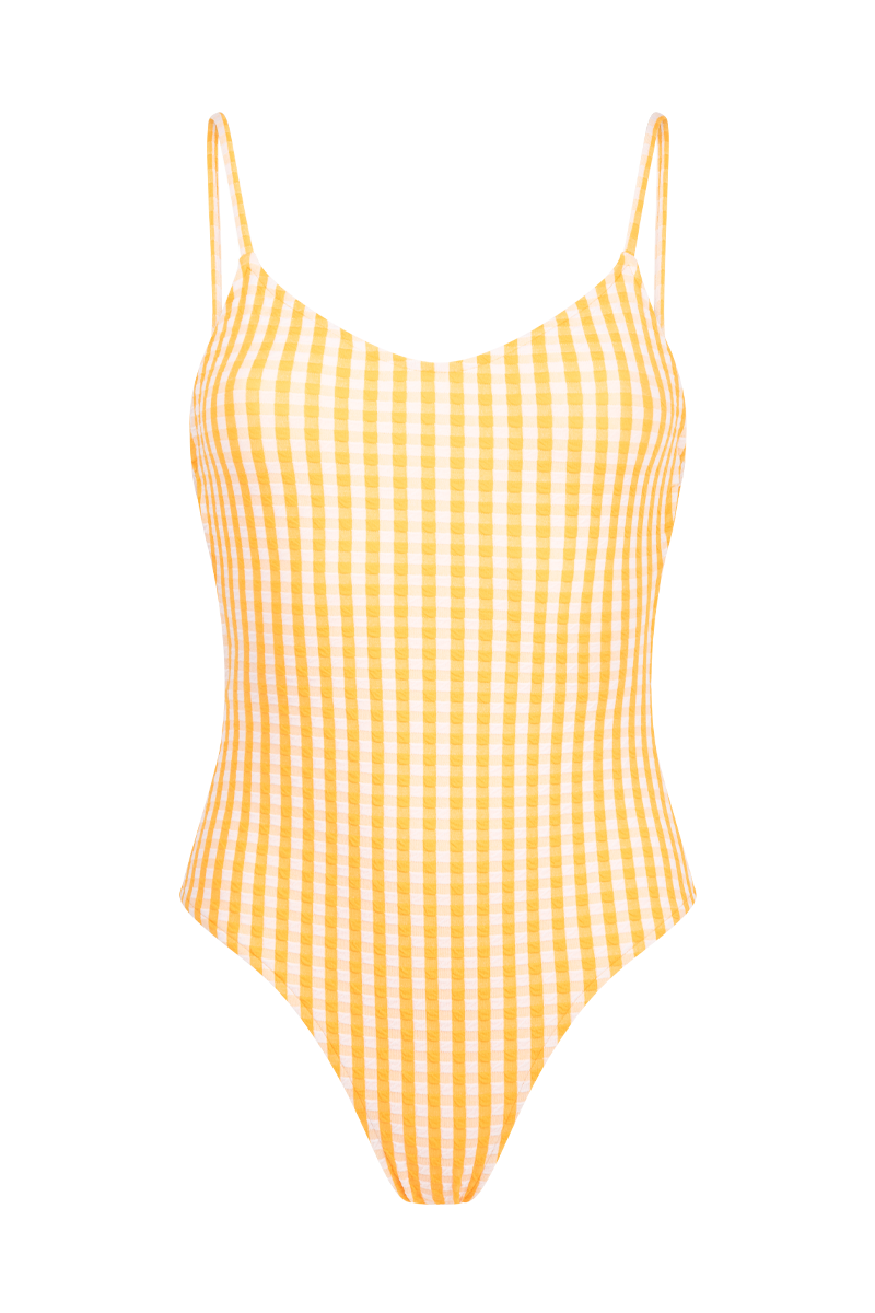 anja maillot de bain une pièce le sophistiqué vichy jaune devant