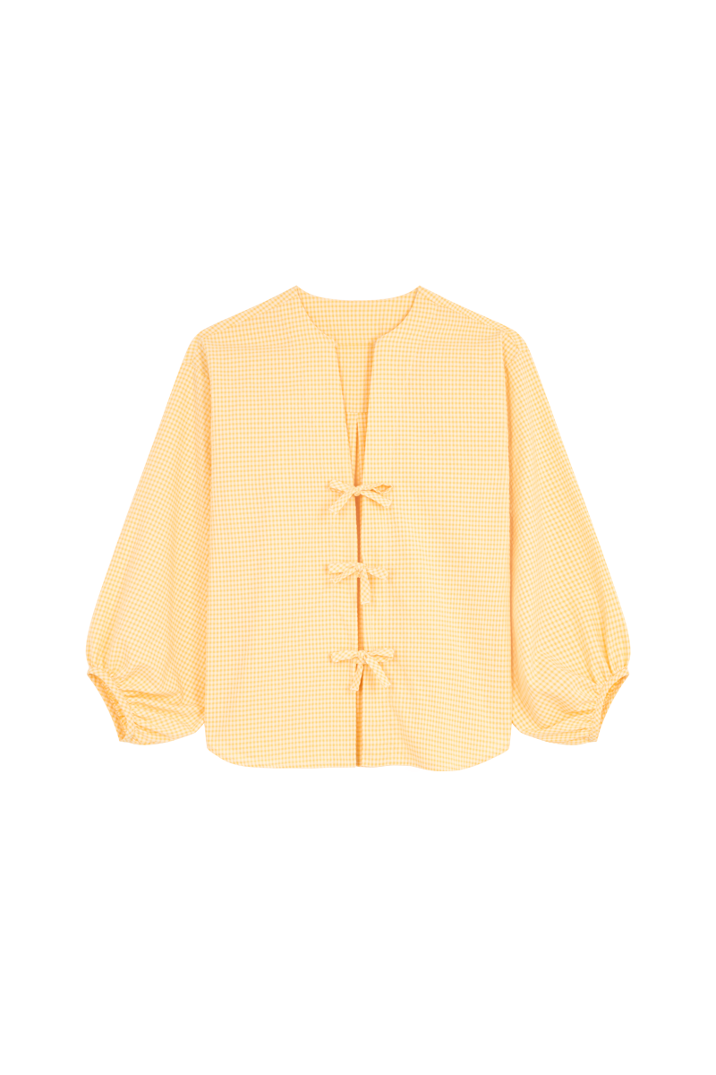 anja prêt à porter la blouse somptueuse vichy jaune devant