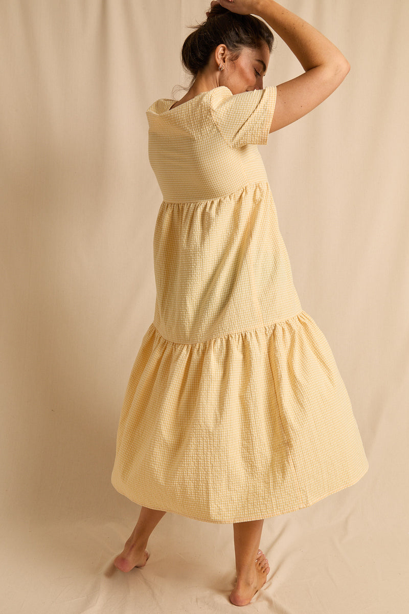 anja prêt à porter robe l'attachante vichy jaune vu dos
