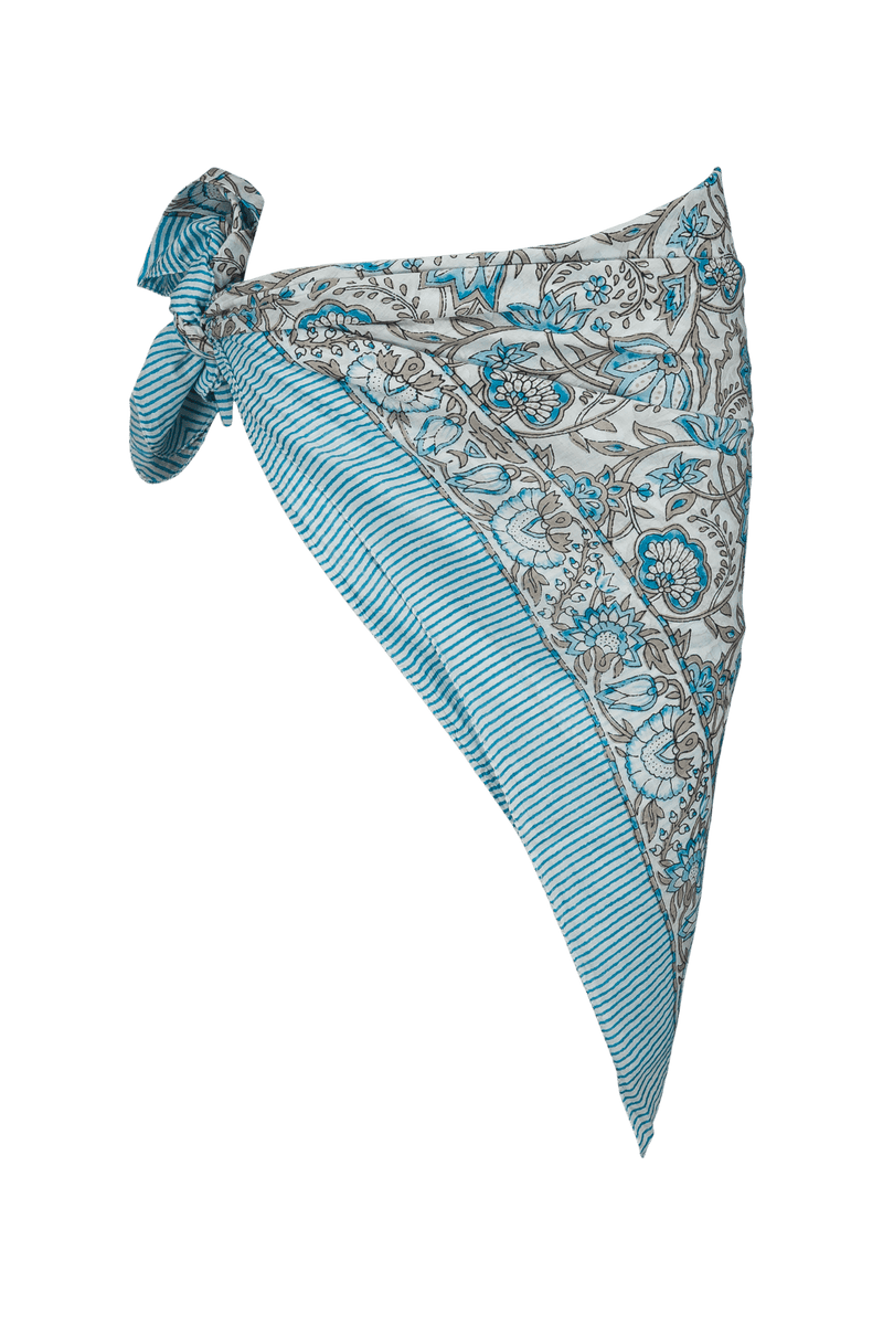 Le Paréo - Imprimé Fleurs - Turquoise