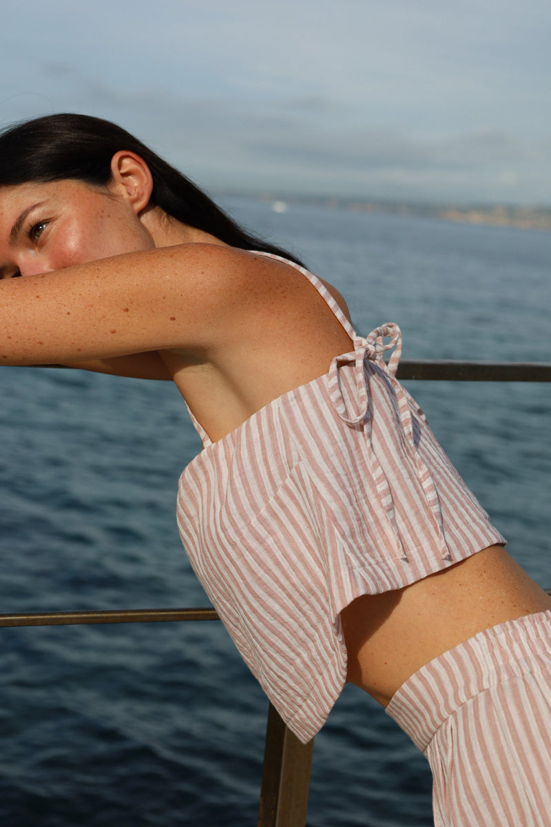 anja prêt à porter high crop top striped pink campaign 1