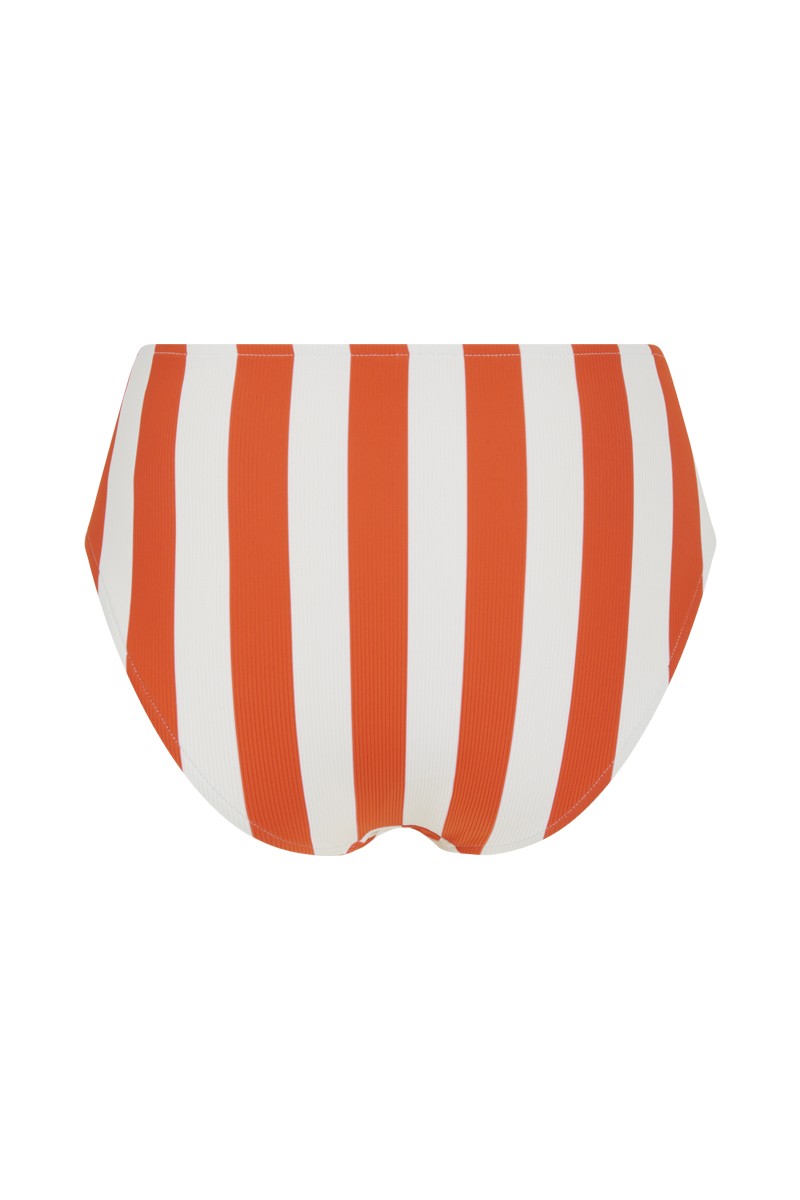anja bikini high-waisted bikini bottom la magnétique  striped orange behind
