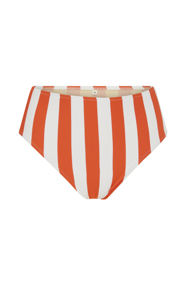 anja bikini high-waisted bikini bottom la magnétique  striped orange front