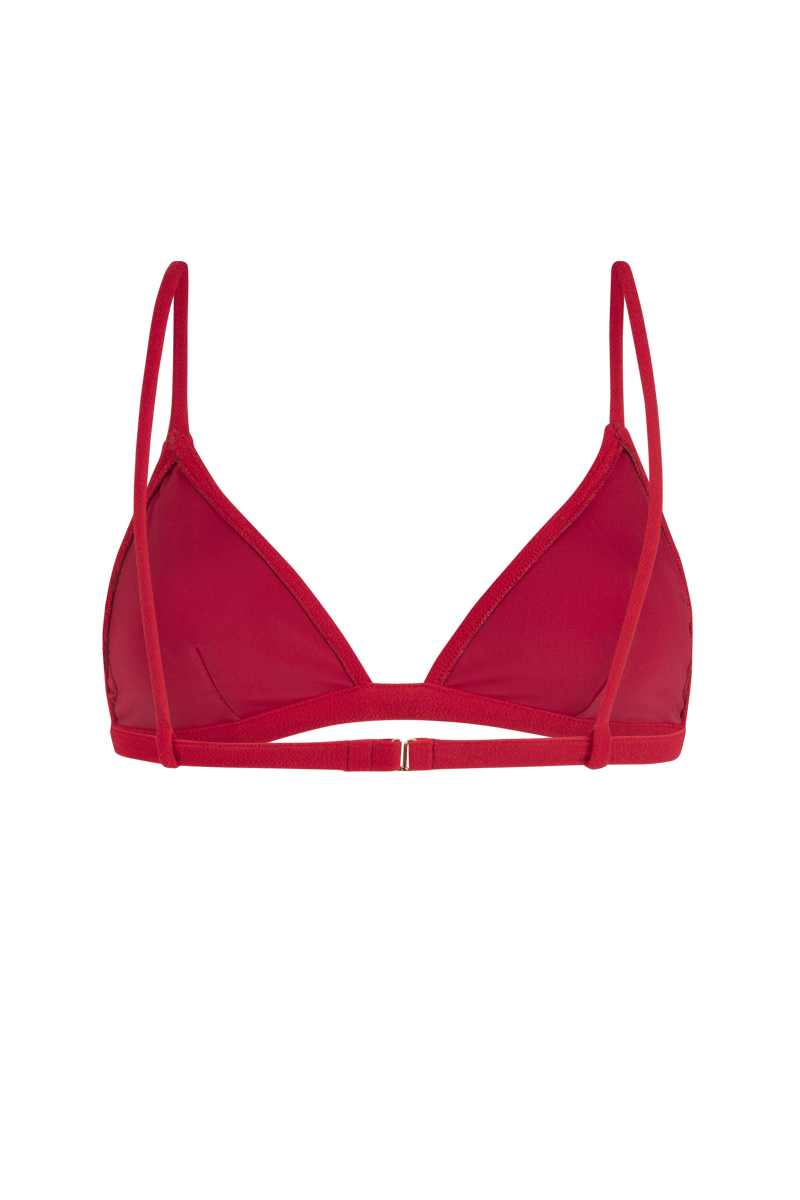 anja triangle bikini top le minimaliste red behind
