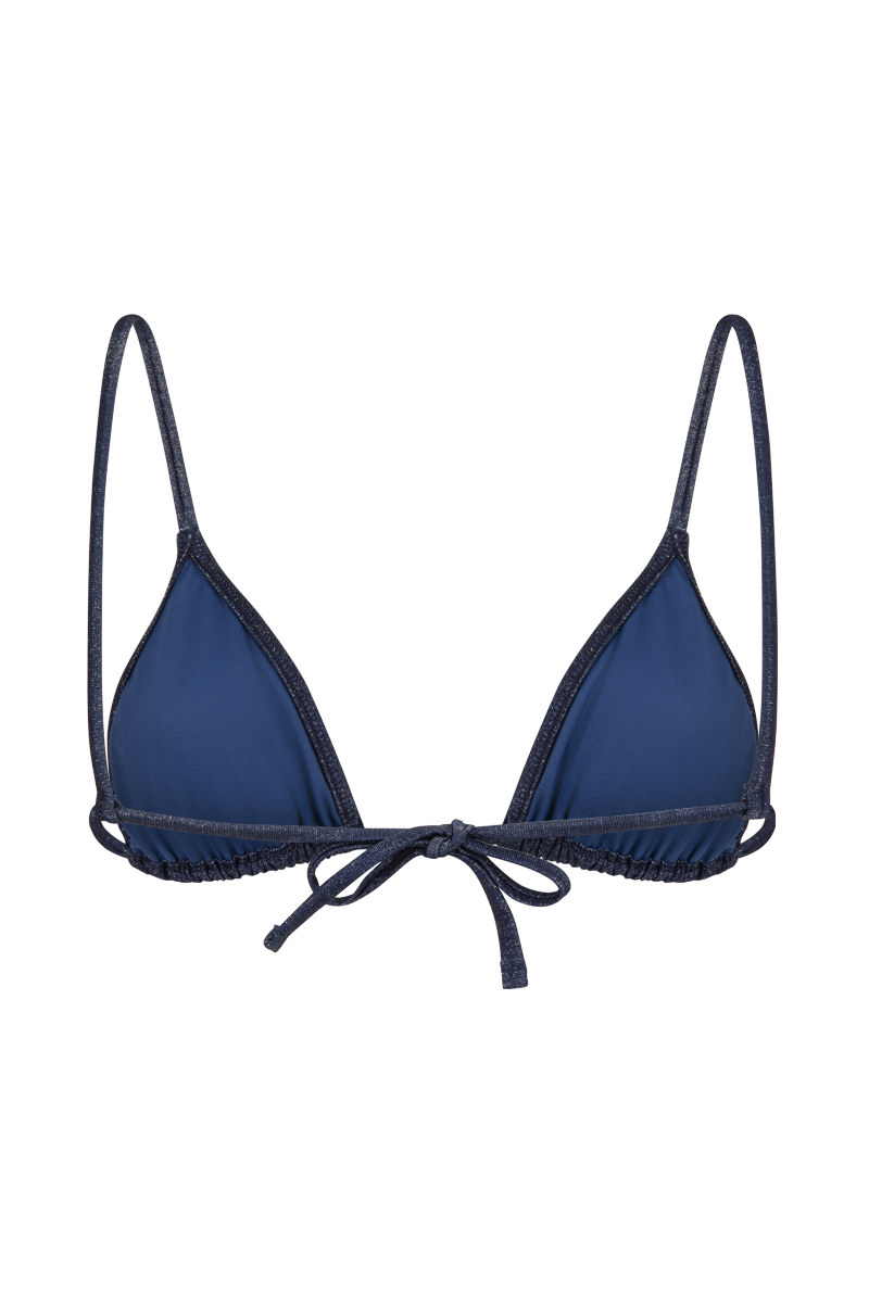 anja triangle bikini top le pétillant indigo lurex back