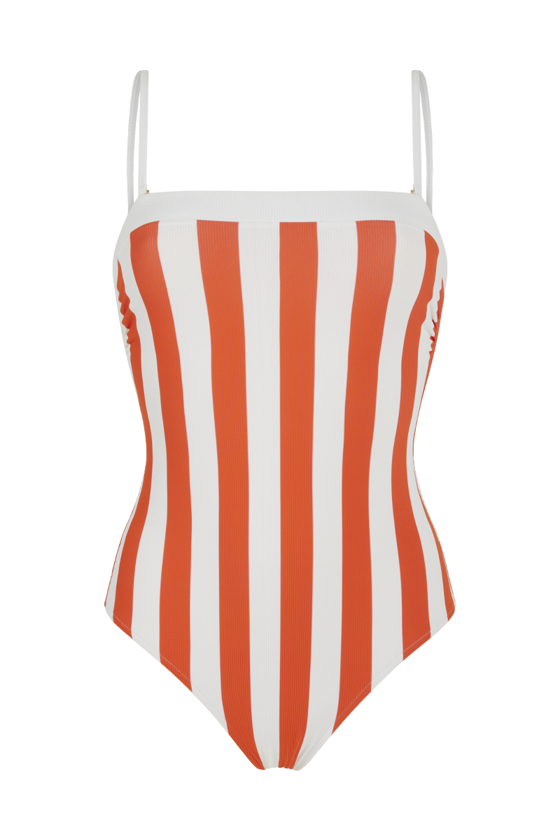 anja swimsuit one-piece le flamboyant striped orange front
