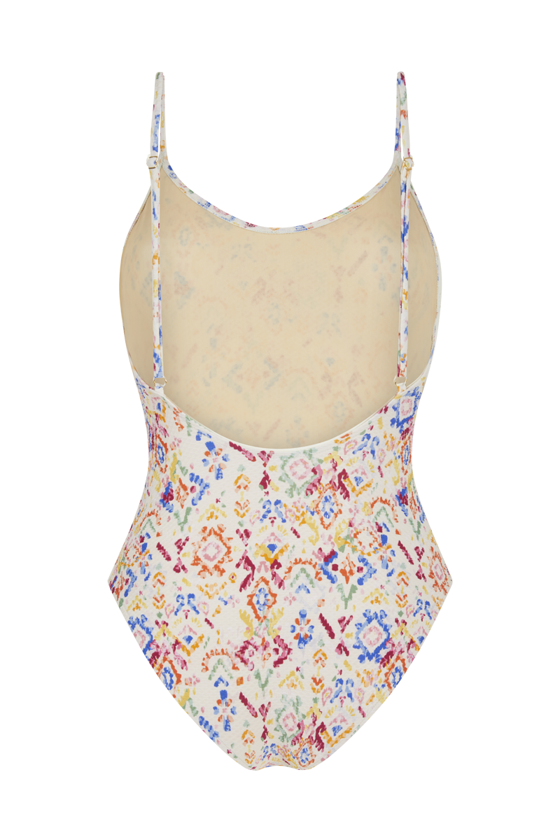 anja swimsuit one-piece the sublime multicolored ikat behind
