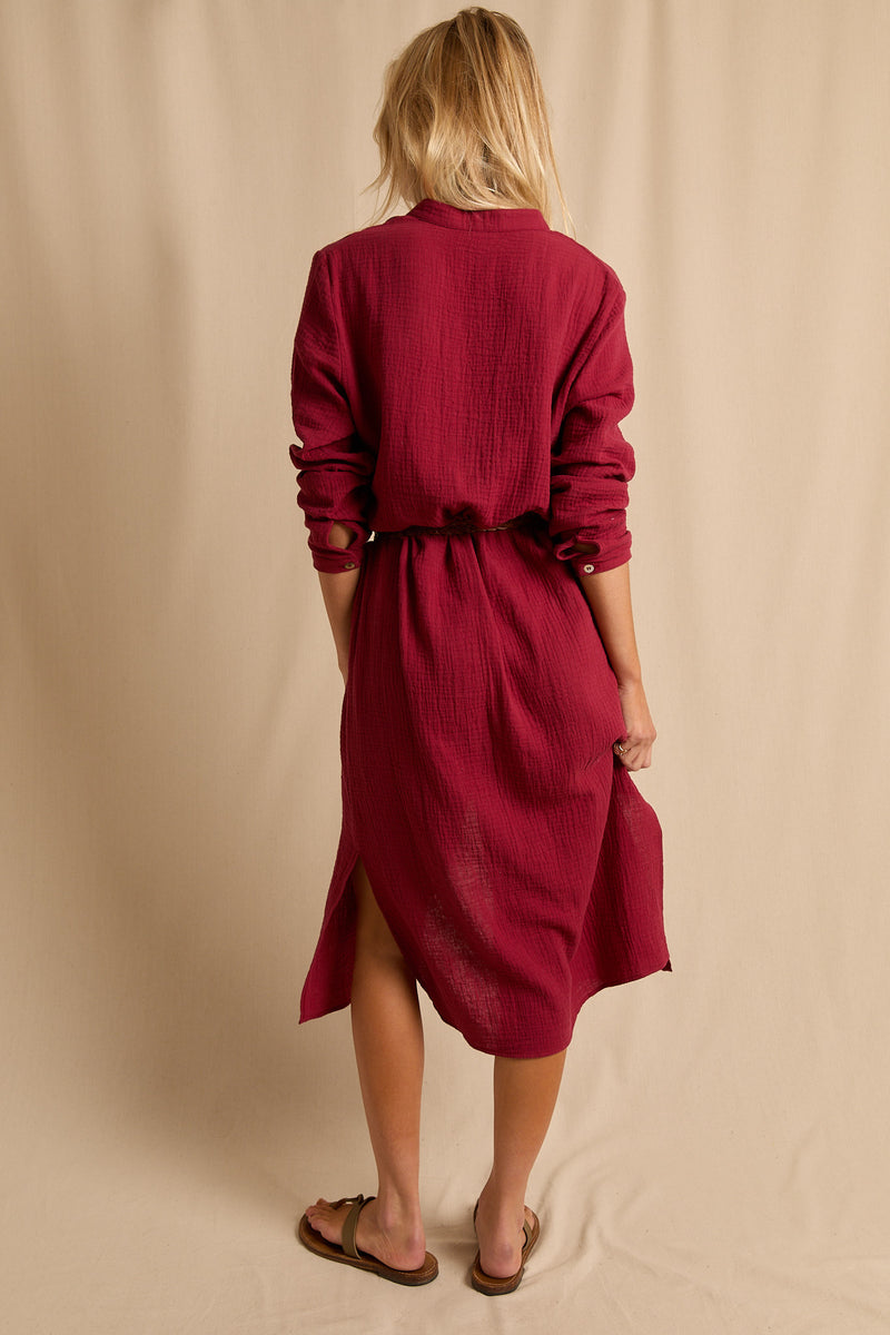 anja ready to wear dress l'essentielle burgundy back view