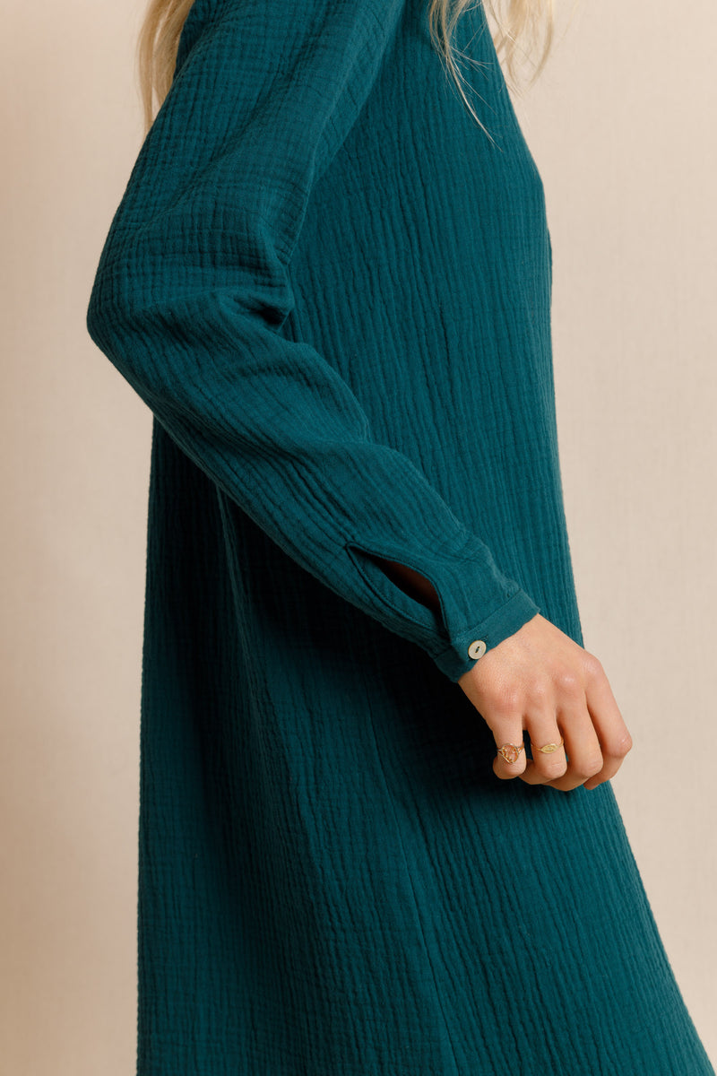 anja prêt à porter dress l'essentielle fir green side view