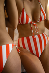 La Magnétique - Orange striped - high-waisted bikini bottom