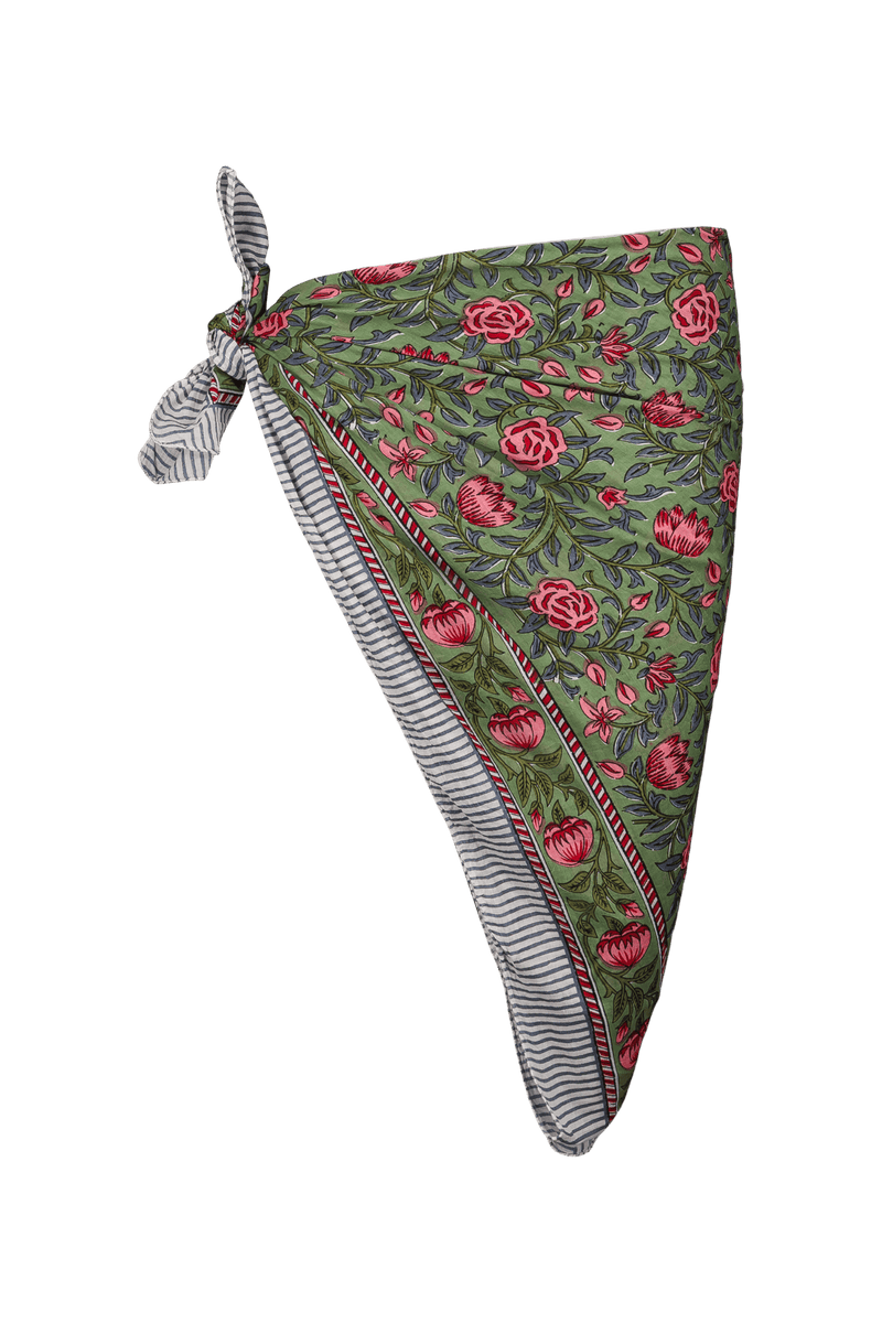 Le Paréo - Peonies print - Green