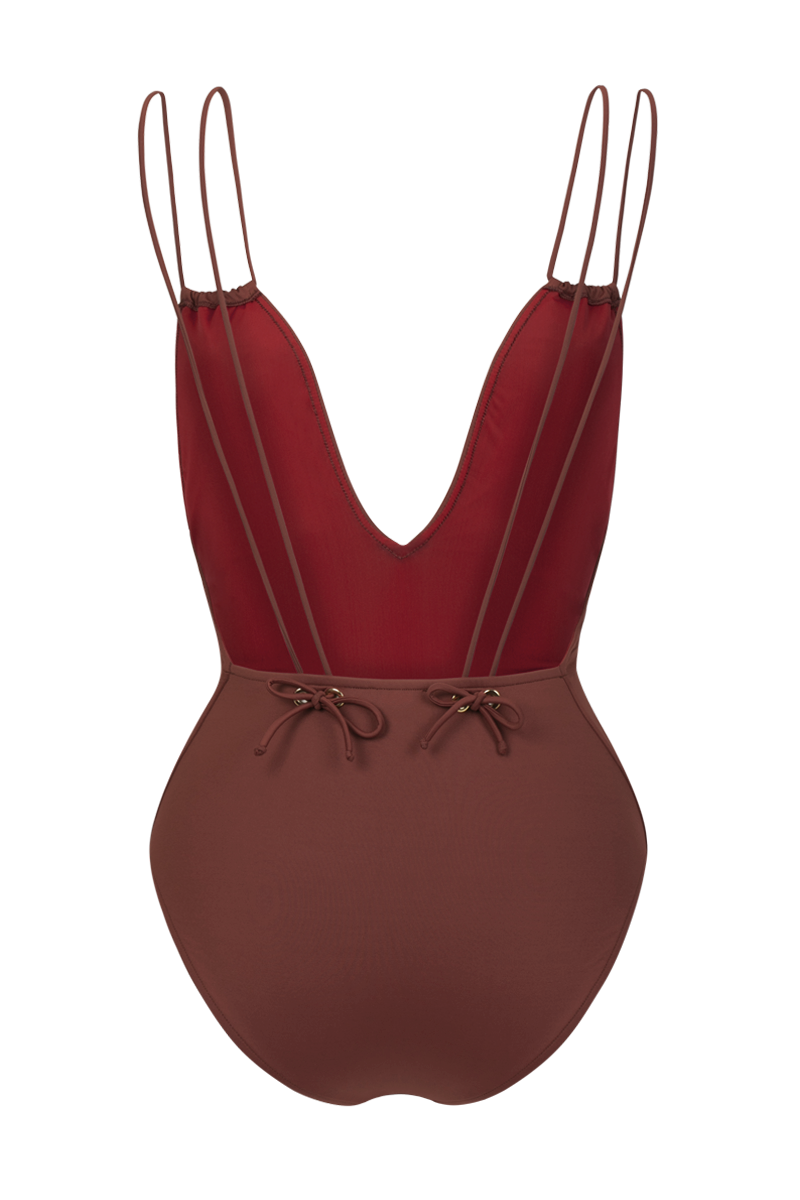 anja swimsuit one piece the piccolo terracotta behind