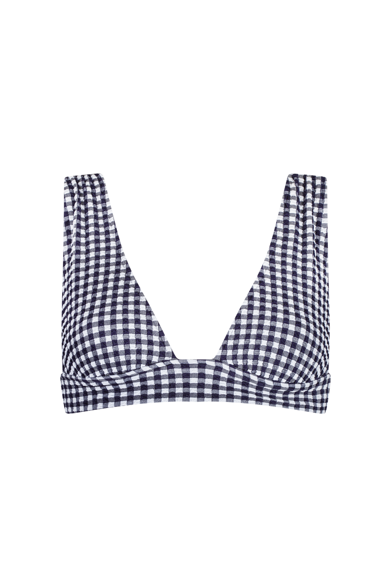 anja bikini top scarf l'ensorcelant vichy  navy front