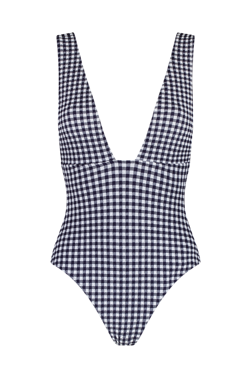 anja swimsuit one-piece le plongeant vichy  navy front
