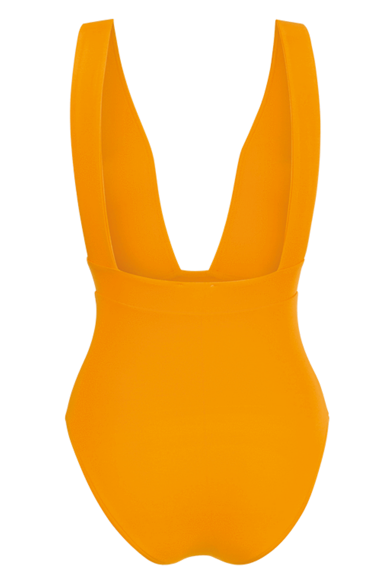 anja swimsuit a yellow le plongeant piece behind