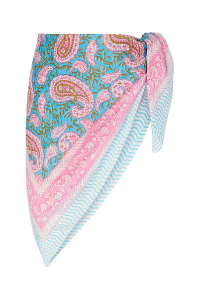 Le Paréo - Imprimé Cachemire Rose - Bleu