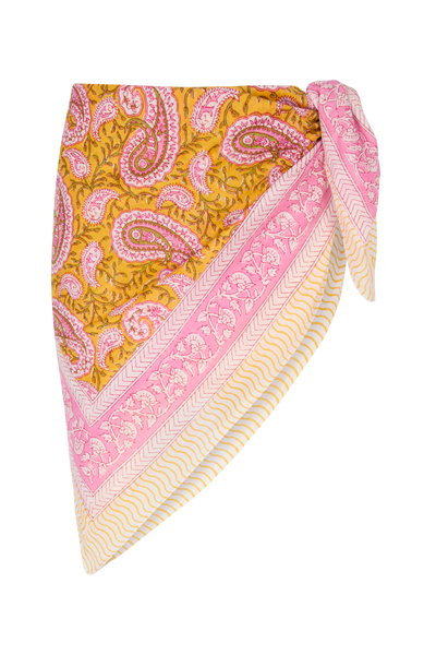Le Paréo - Imprimé Cachemire Rose - Jaune