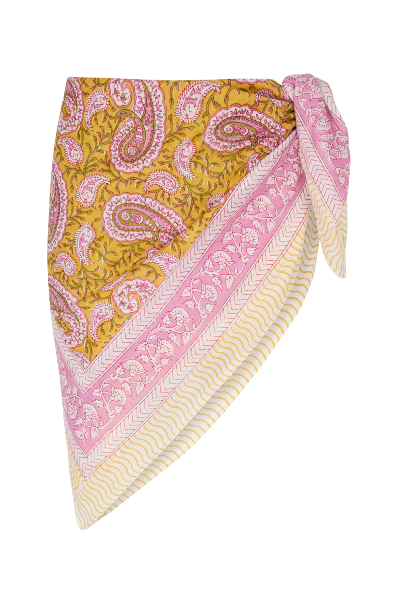 Le Paréo - Imprimé Cachemire Rose - Jaune