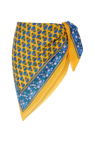 Le Paréo - Imprimé Fleurs Bleu - Jaune