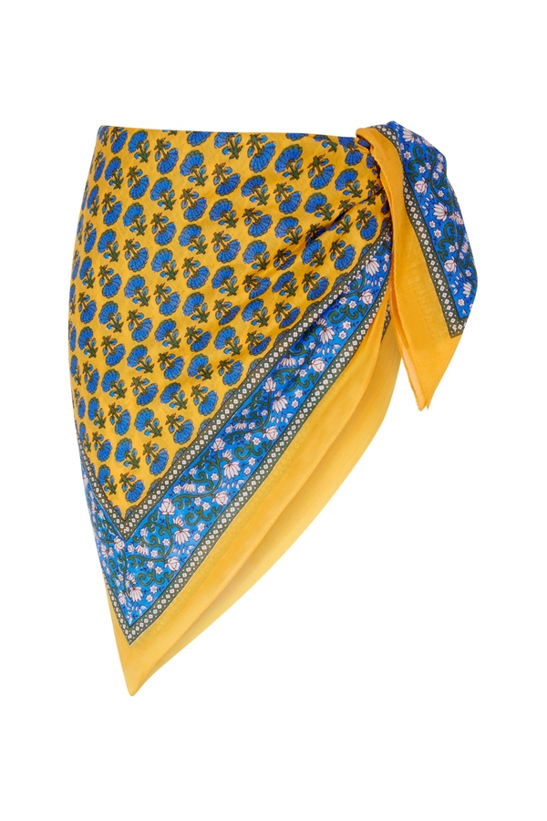 Le Paréo - Imprimé Fleurs Bleu - Jaune
