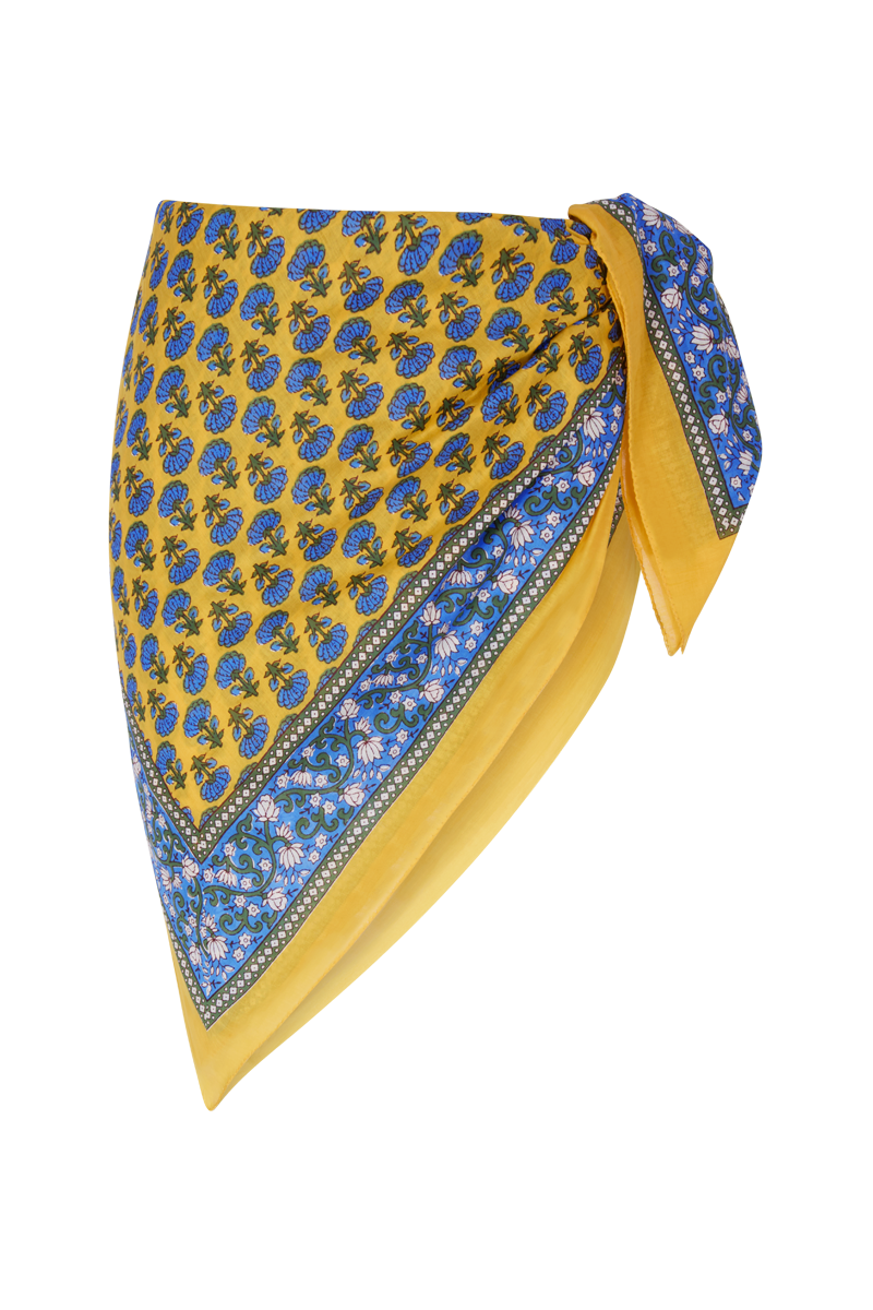 Le Paréo - Imprimé Fleurs Bleu - Jaune