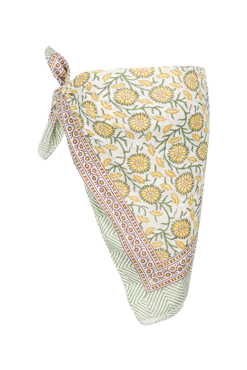 Le Paréo - Imprimé Fleurs Jaune  - Blanc