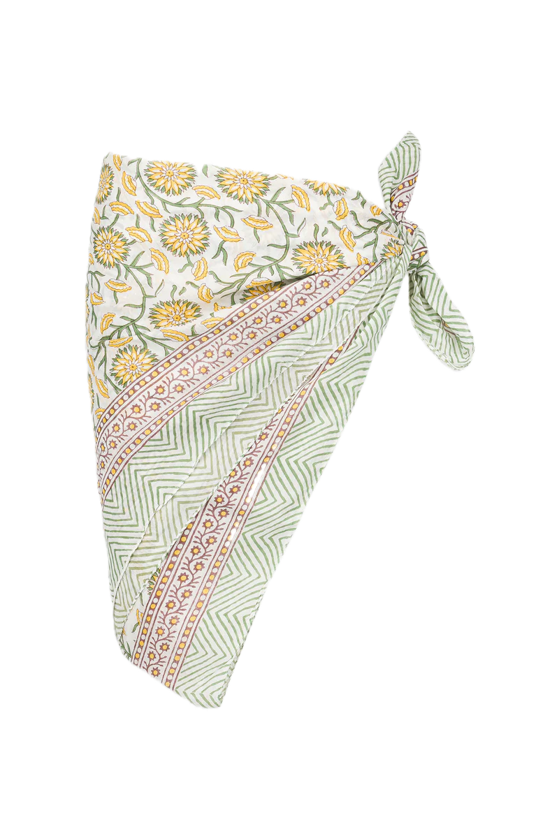 Le Paréo - Imprimé Fleurs Jaune  - Blanc