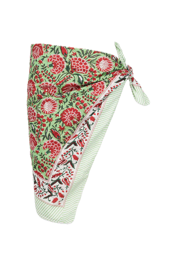 Le Paréo - Imprimé Paon Rouge - Vert