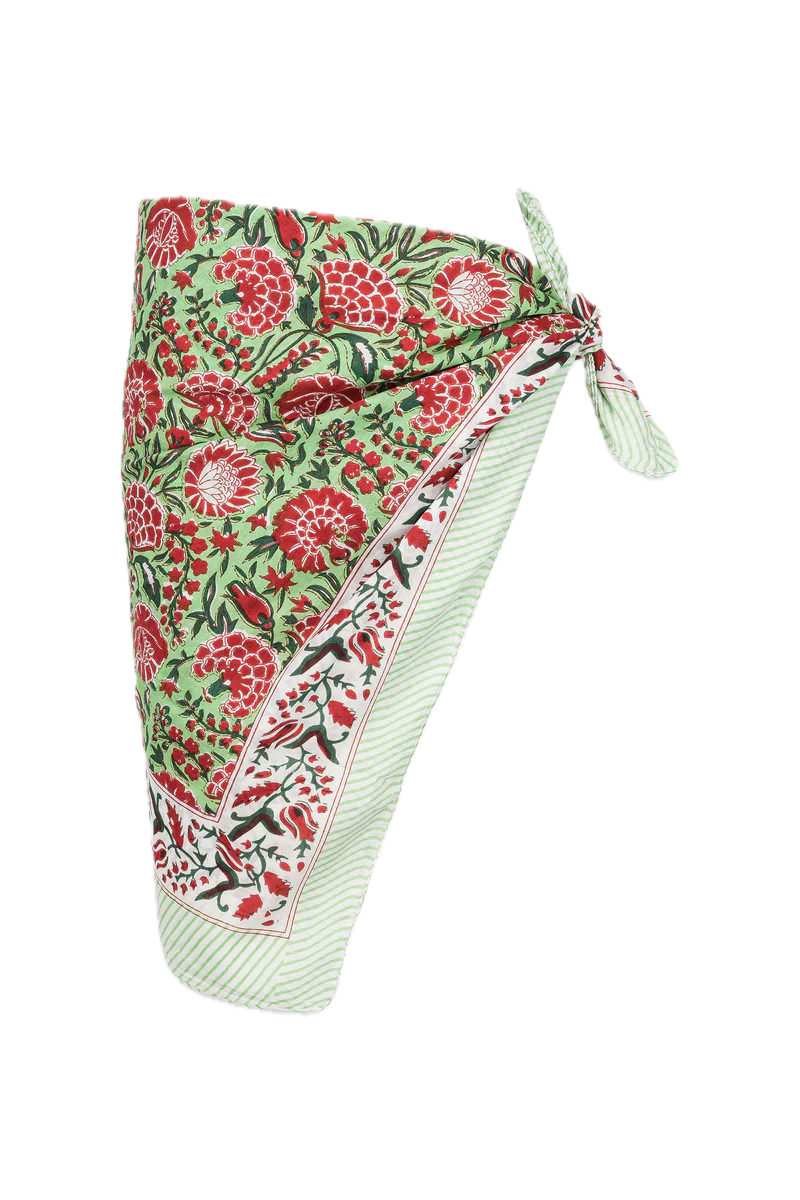 Le Paréo - Imprimé Paon Rouge - Vert