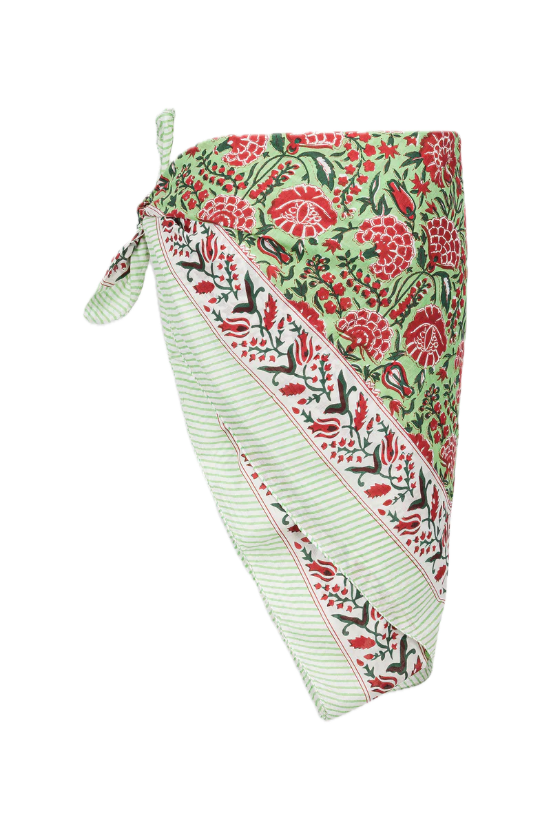 Le Paréo - Imprimé Paon Rouge - Vert