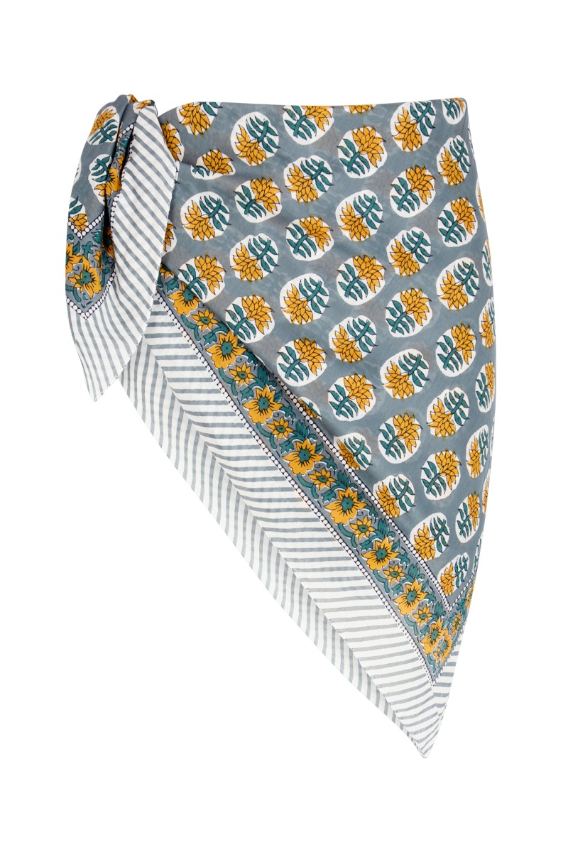 Le Paréo - Imprimé Fleurs - Gris