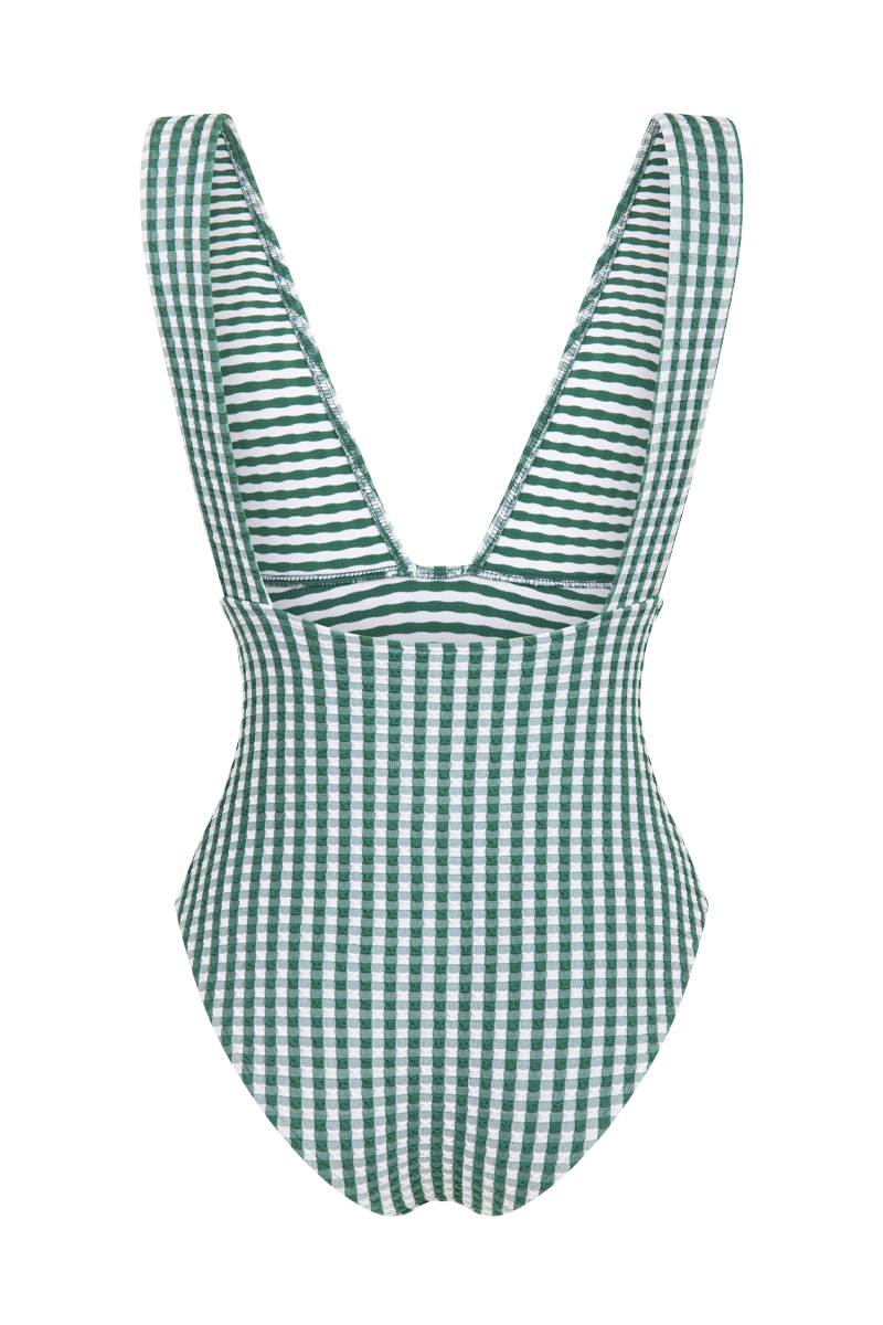 anja maillot de bain une pièce le plongeant vichy vert derrière