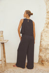 anja pret a porter pantalon palazzo noir vu dos