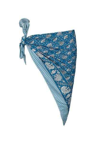 Le Paréo - Imprimé Fleurs - Bleu Gris