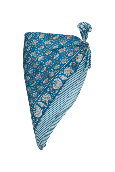 Le Paréo - Flowers Print - Grey Blue