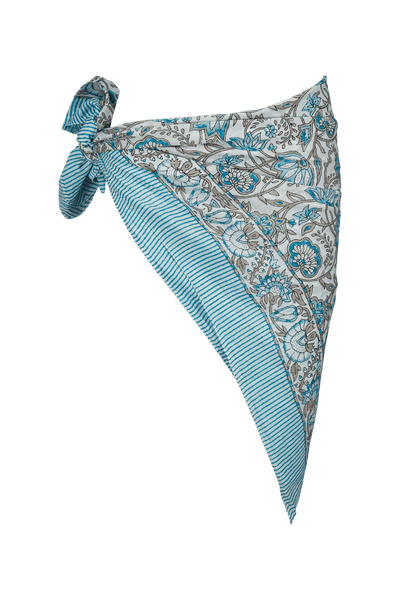 Le Paréo - Imprimé Fleurs - Turquoise