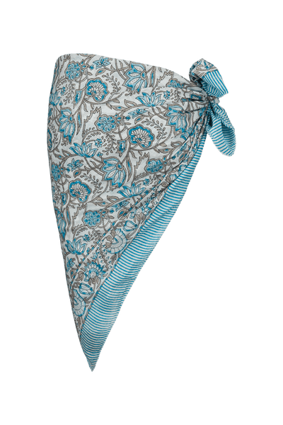 Le Paréo - Flower print - Turquoise