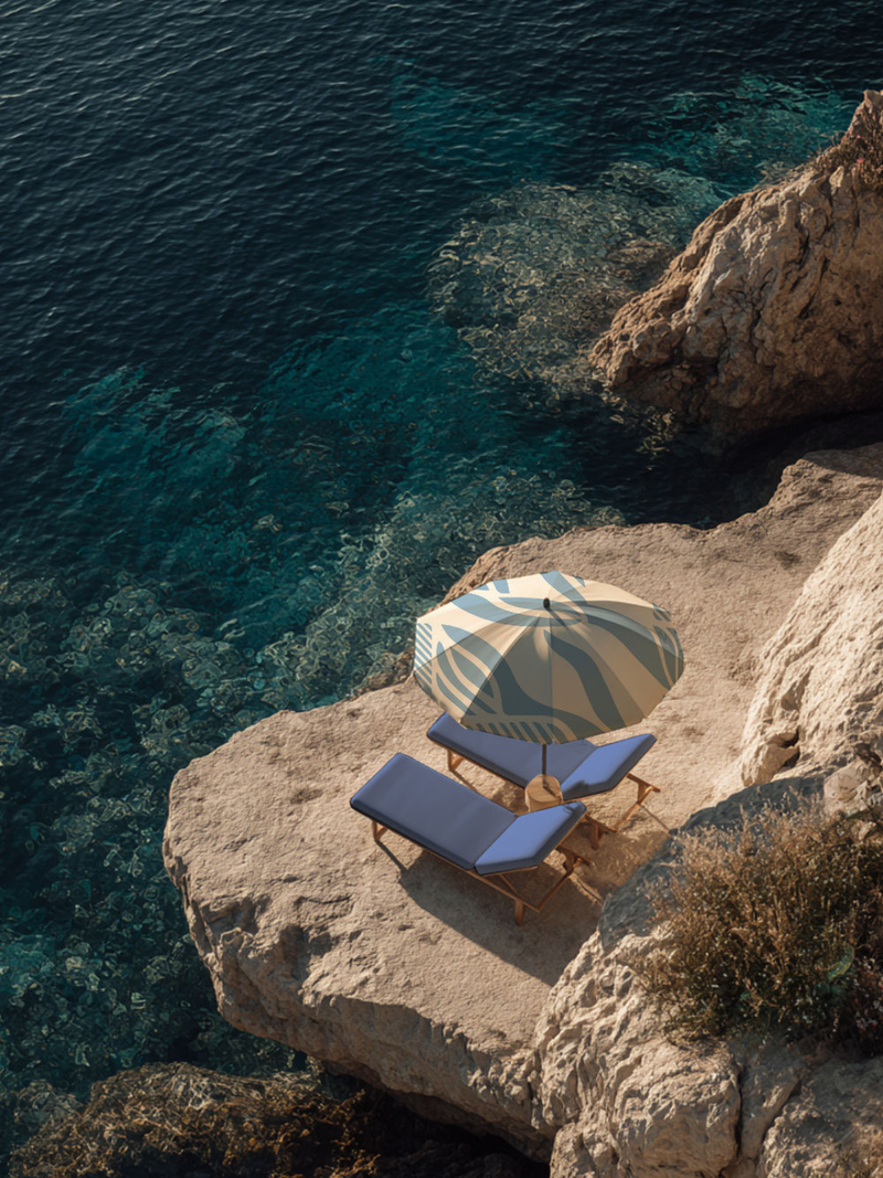 Le Paréo - Imprimé Fleurs Orange  - Bleu