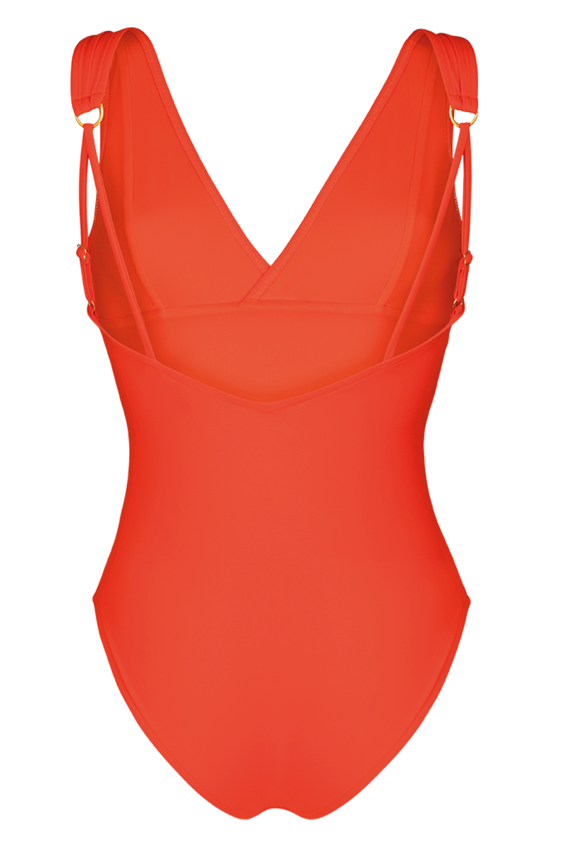 maillot de bain une pièce matière recyclée orange