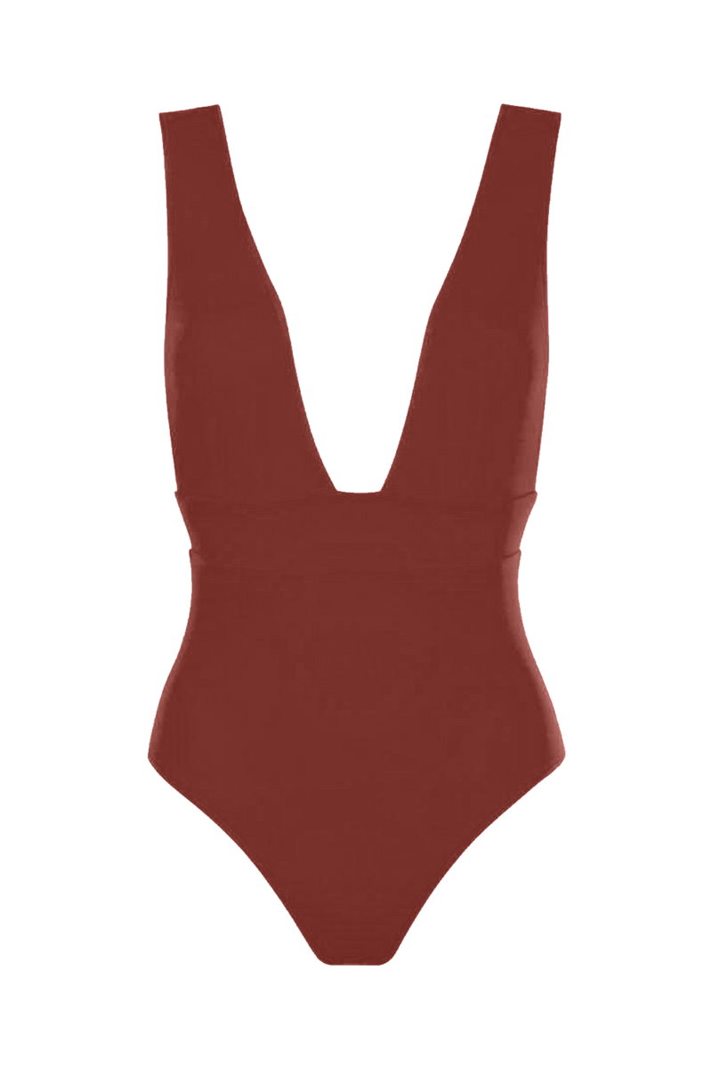 anja maillot de bain une pièce plongeant terracotta devant