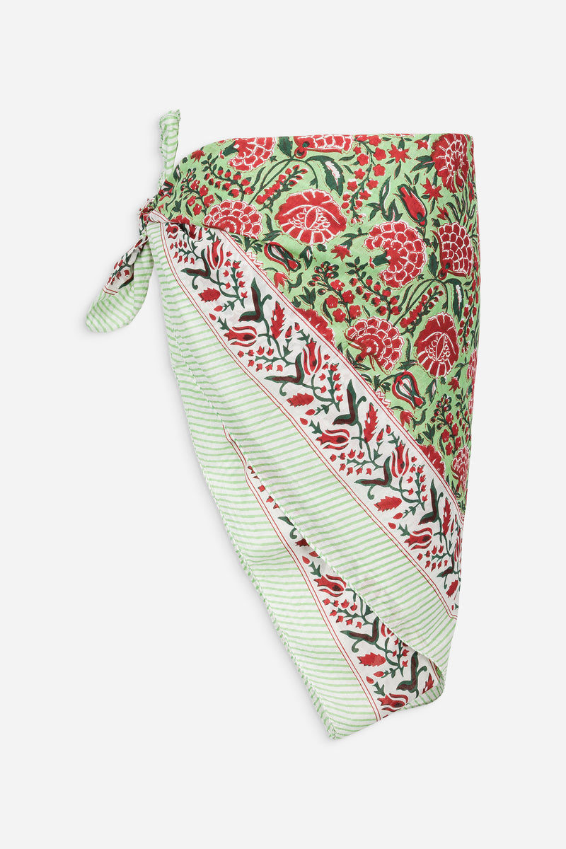 Le Paréo - Imprimé Paon Rouge - Vert