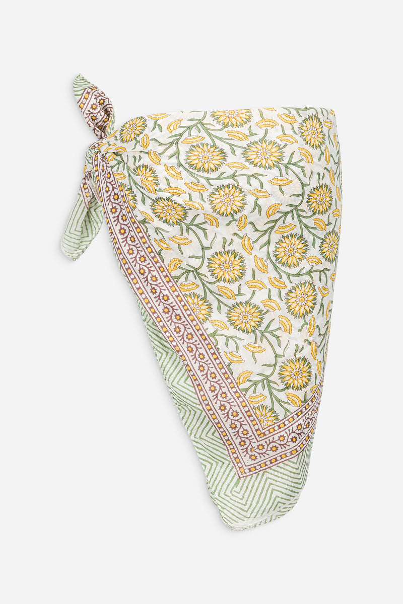 Le Paréo - Imprimé Fleurs Jaune  - Blanc