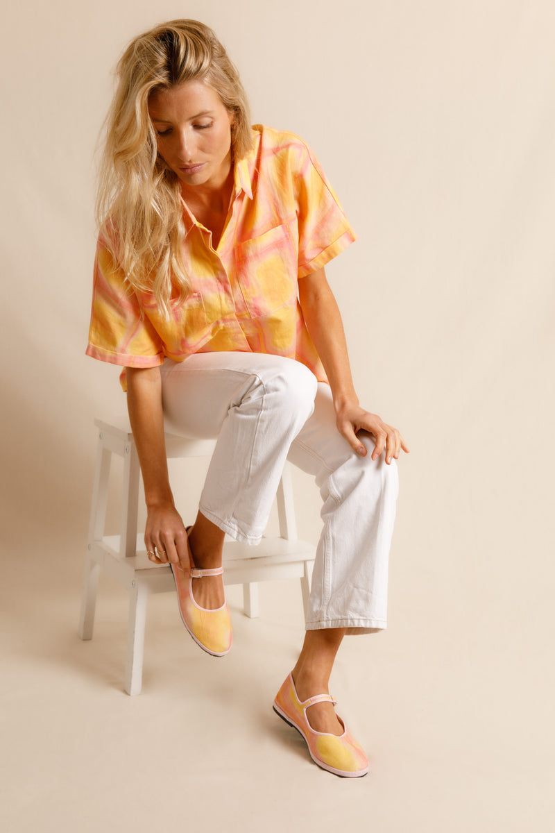 anja x capulette shoes la bambina tie & dye  studio background
